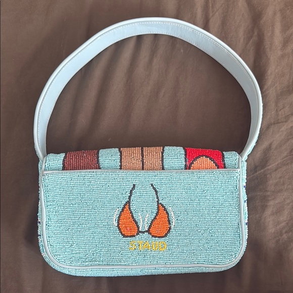 Beaded Women's Shoulder Bag in Light Blue - Picture 2 of 3